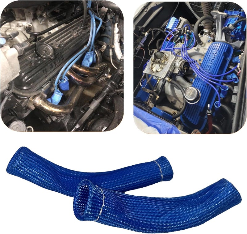 MAUTEMOWING 8 قطع غلاف حراري لبوجي الشرارة 2500° غلاف حراري لسلك بوجي الشرارة 6 بوصات غلاف حماية عازل لسلك بوجي الشرارة لسيارات LS1 / LS2 SBC BBC 350 454، أزرق - Image 5